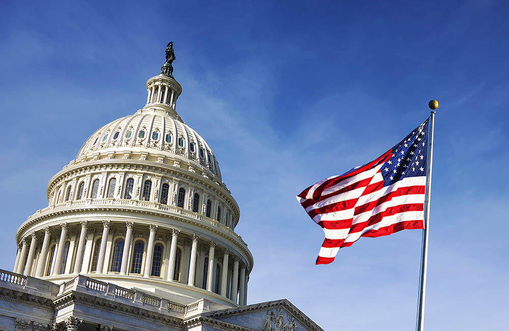 US Capitol and flag